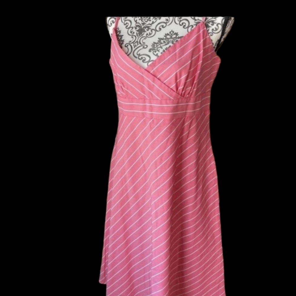 J. Crew Strapless Dress in Pink and White